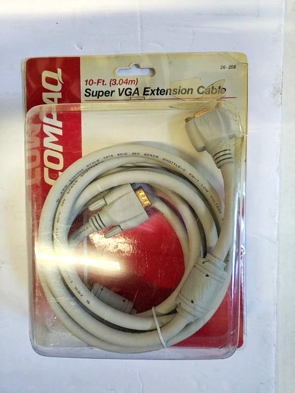 NEW COMPAQ Super VGA Extension Cable 10ft 75 Ohm Coaxial UL29219 Cable (9B/ B1)