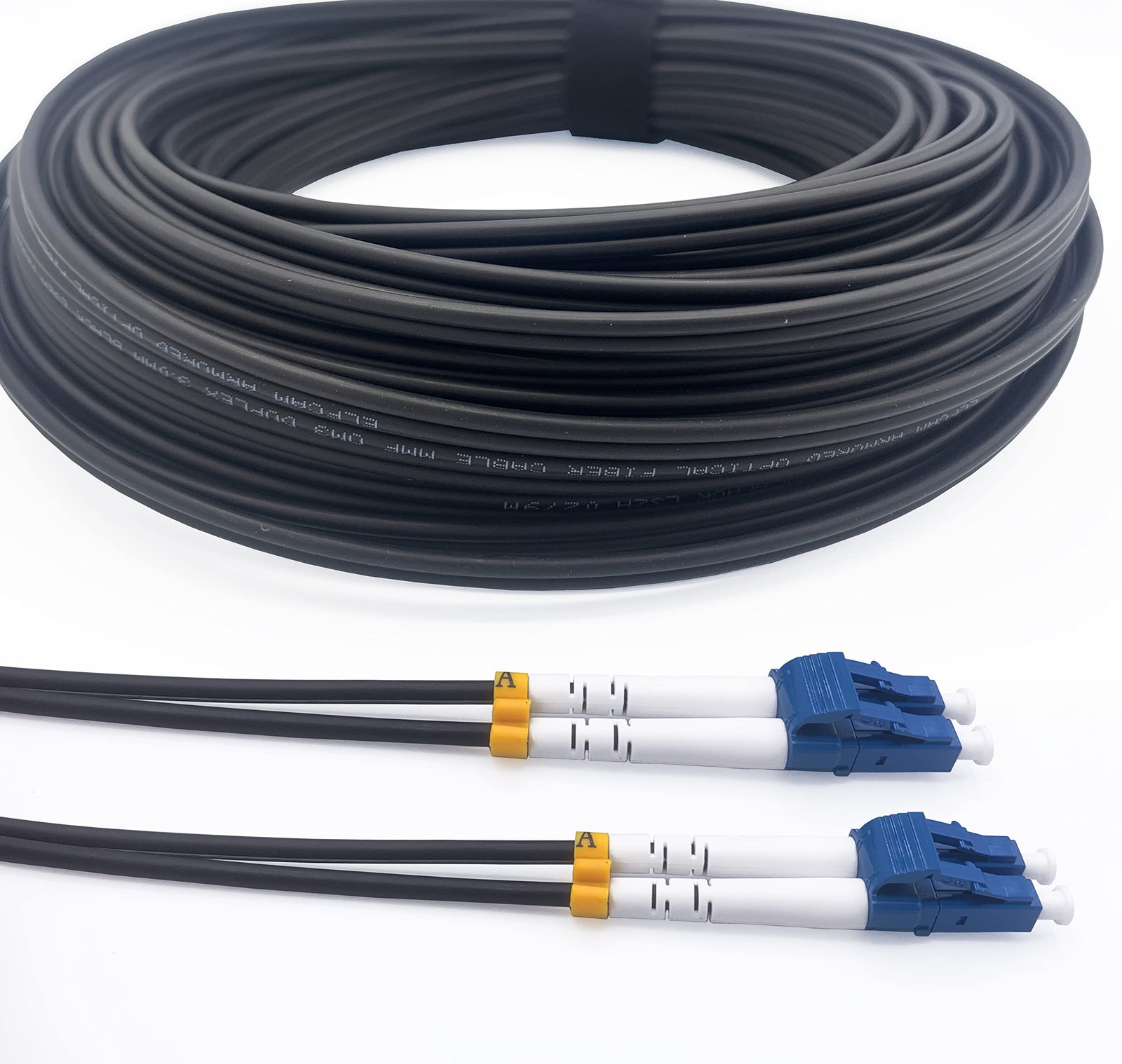Elfcam 30m Armored Fiber Optic Cable LC to LC OS2 Duplex 9/125 Singlemode
