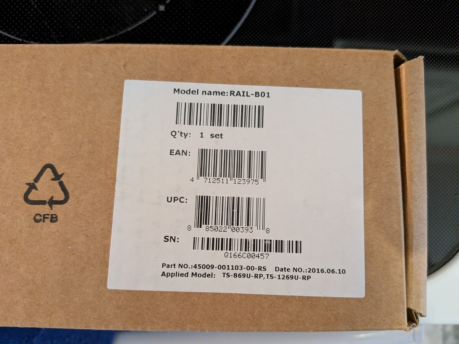 NEW In Box QNAP RAIL-B01 Rackmount rail for TS-869U-RP and TS-1269U-RP NAS