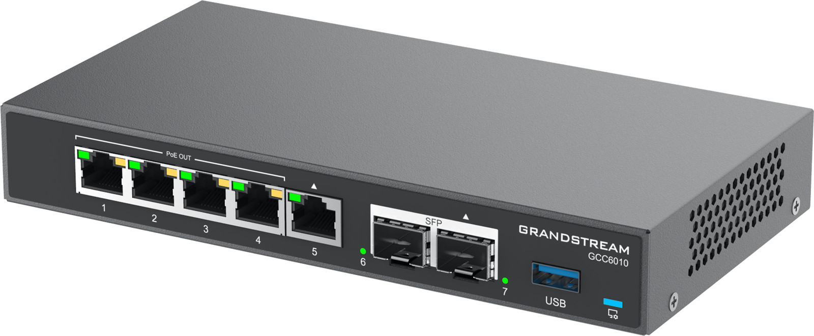 Grandstream GCC6010 Router / IP PBX (5) Gbe RJ-45 (2) 2.5 Gbr SFP Ports