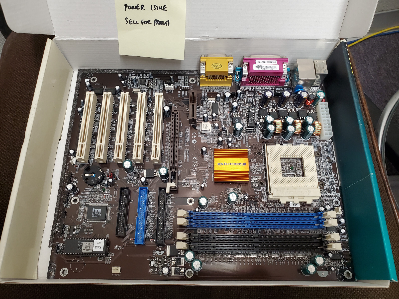 ECS K7S5A Socket A (PGA462) motherboard - NOT WORKING, PARTS ONLY, AS IS