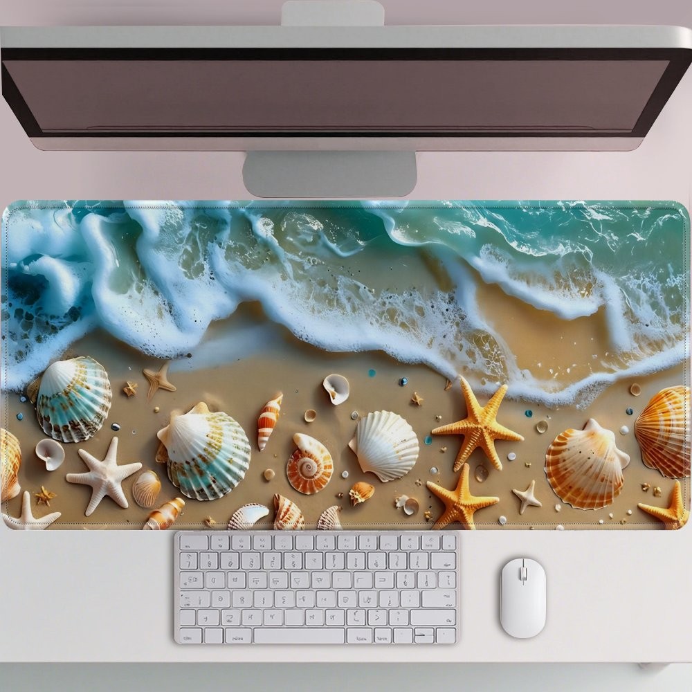 1PC Ocean Beach Starfish Shells  2D Flat Large Desk Computer Gaming Mouse Pad √