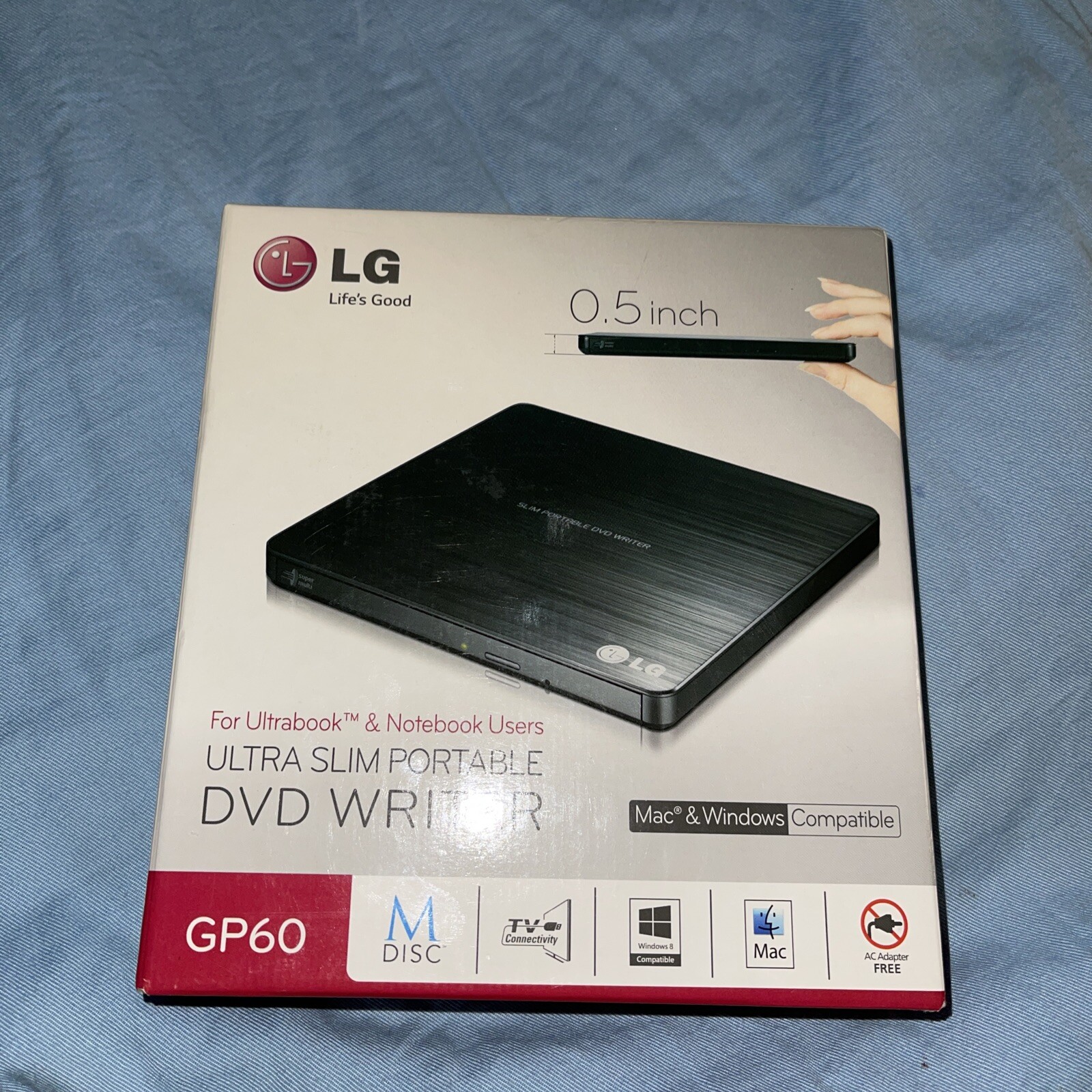 LG Ultra Slim Portable DVD Writer GP60NB50 Black Mac & Windows Compatible SEALED