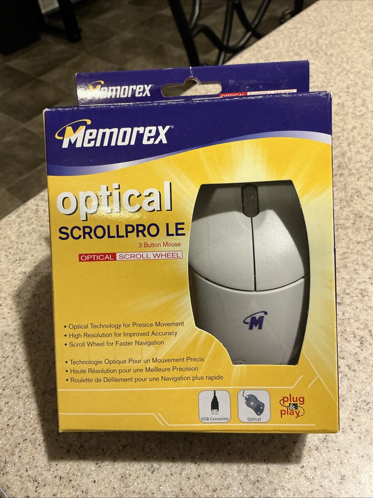 NOS Memorex Optical Scrollpro LE 3 Button Mouse USB Sealed Package