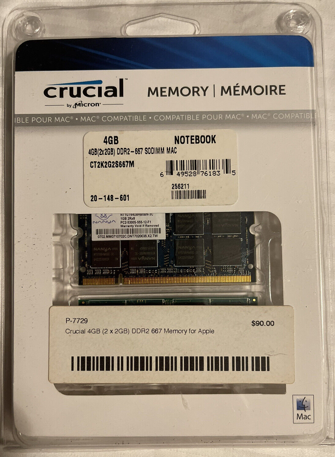 Crucial Micron 4GB Notebook Memory For Apple Mac Compatible DDR2 667 Sealed