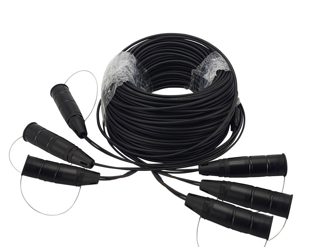 Armored Fiber Optic Cable ST to ST 12 Strands Single Mode with Protective Cap