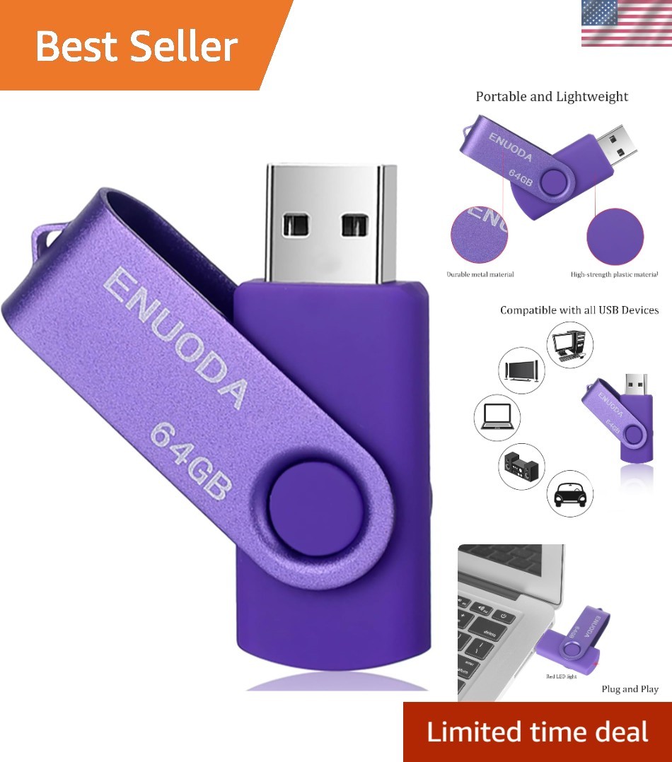 64GB USB 2.0 Flash Drive – Portable Purple Memory Stick for Effortless Storage