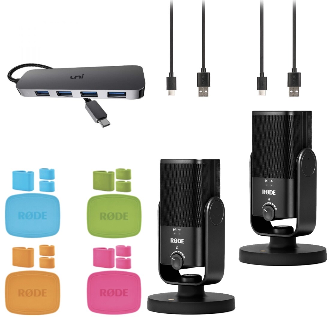 Rode NT-USB Mini with a USB-C Hub, Rode Colors and Cloth
