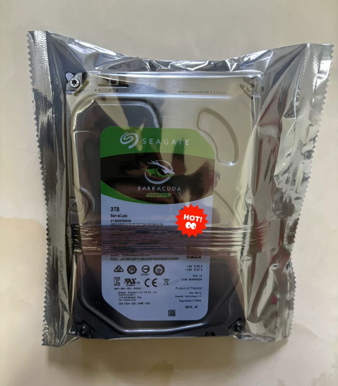 FIT FOR Seagate ST3000DM008 BarraCuda 3TB Internal 3.5"HDD 7200RPM SATA6Gb 64M