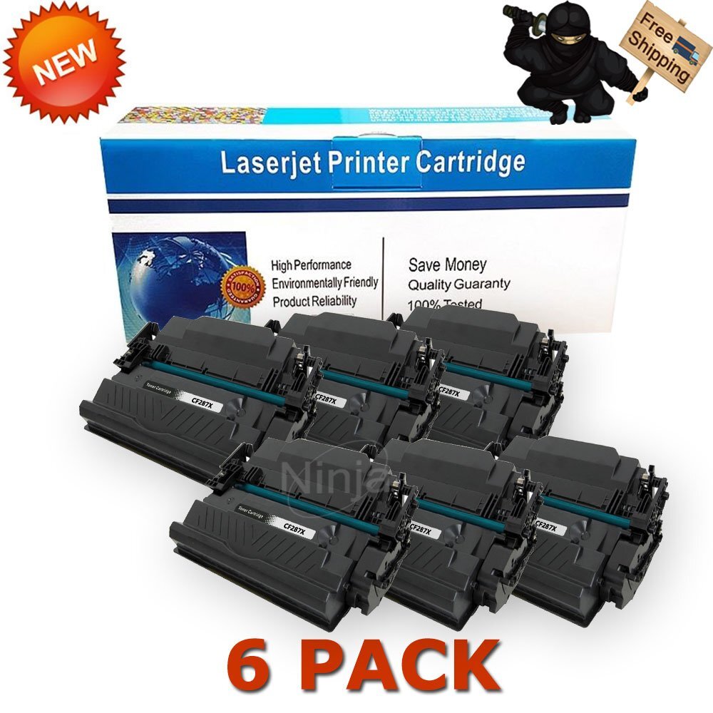 6Pk Toner for HP CF287X 87X Black Cartridge LaserJet Pro M501n M506dn MFP M527dn