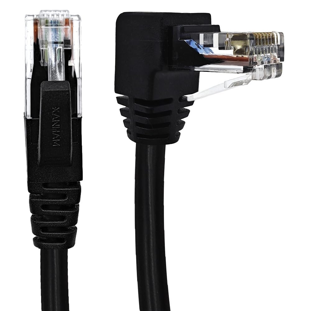 90 Degree Cat 6 Ethernet Cable Upward Angle 10FT RJ45 Network Patch Cord Down/Up