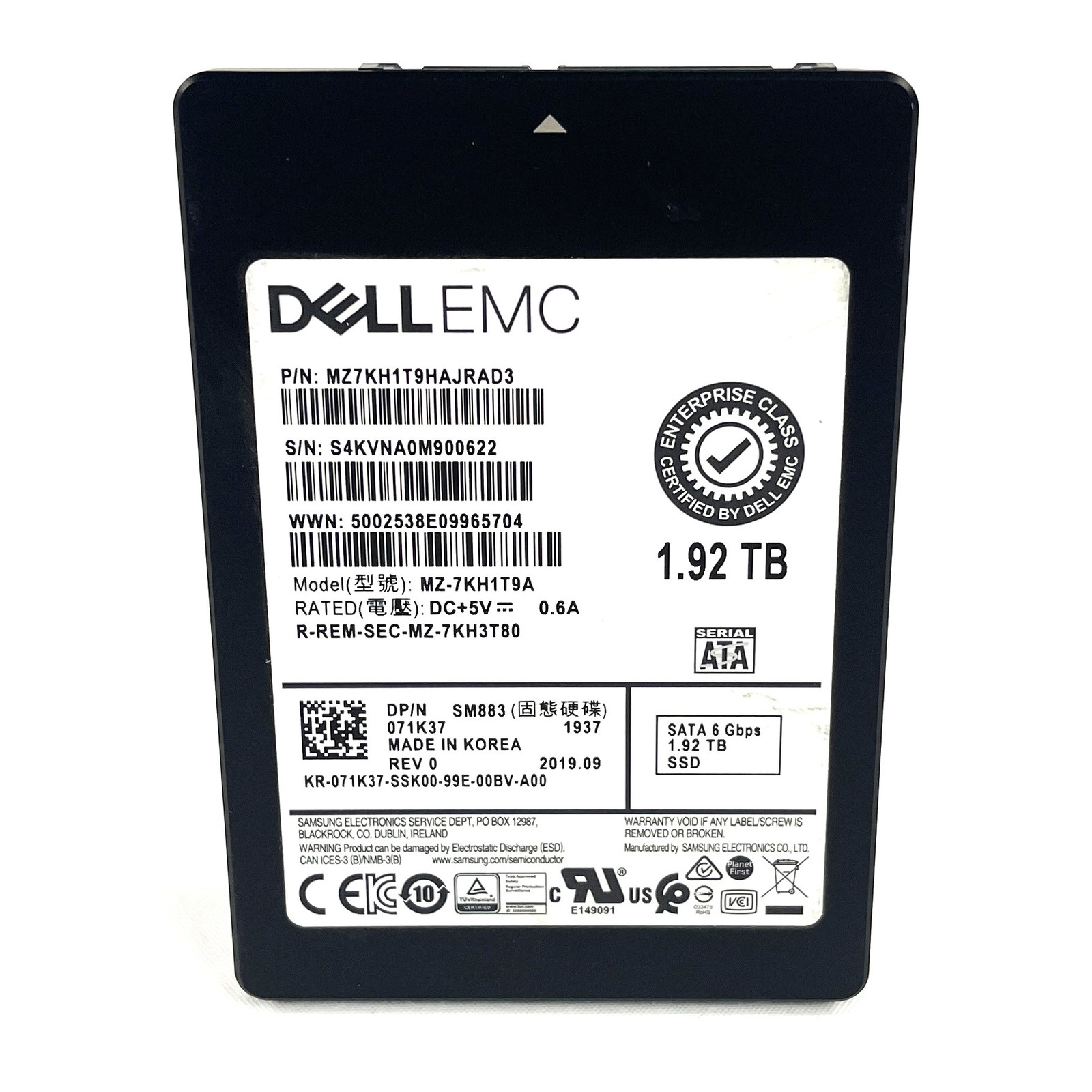 Dell EMC 1.92TB 2.5" SATA III Solid State Drive SSD 71K37 MZ-7KH1T9A