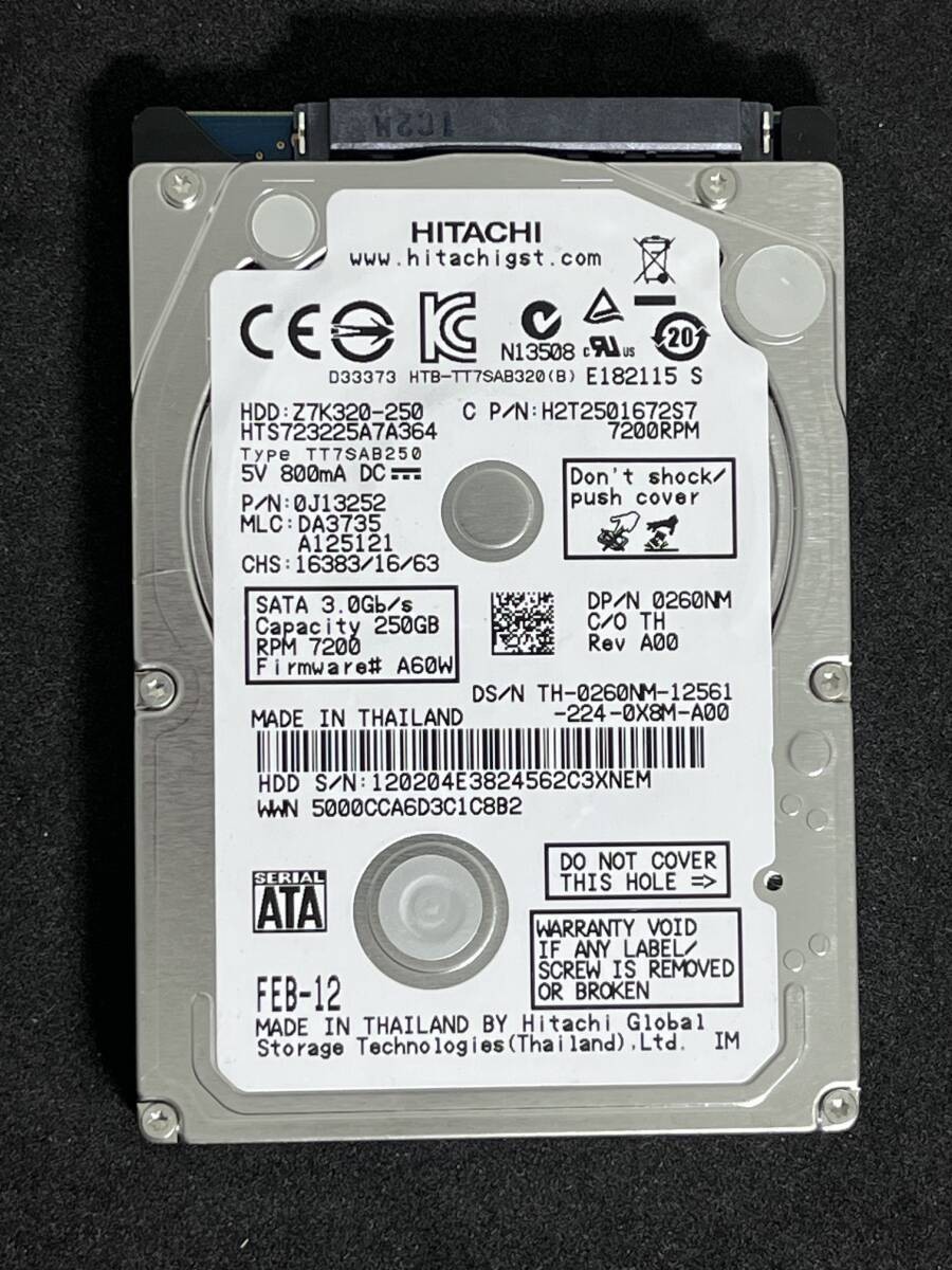 320GB  HGST HTS723225A7A364 Hitachi [Usage time: 831h] Low usage 2.5-inch inter