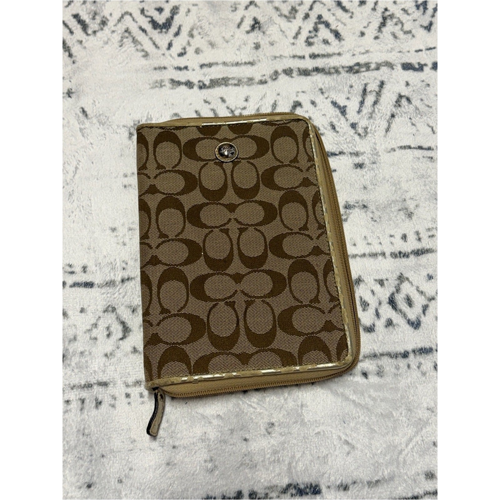Coach Signature Pattern EReader/tablet case in brown and tan