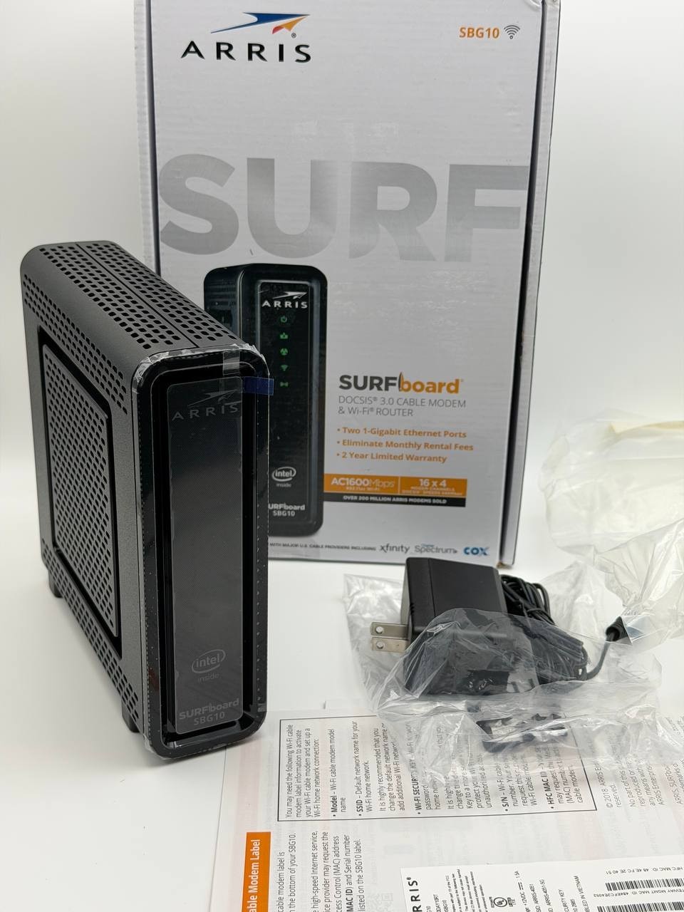 Arris SBG10 Cable Modem Router Combo DOCSIS 3.0 for Cable ISP AC1600