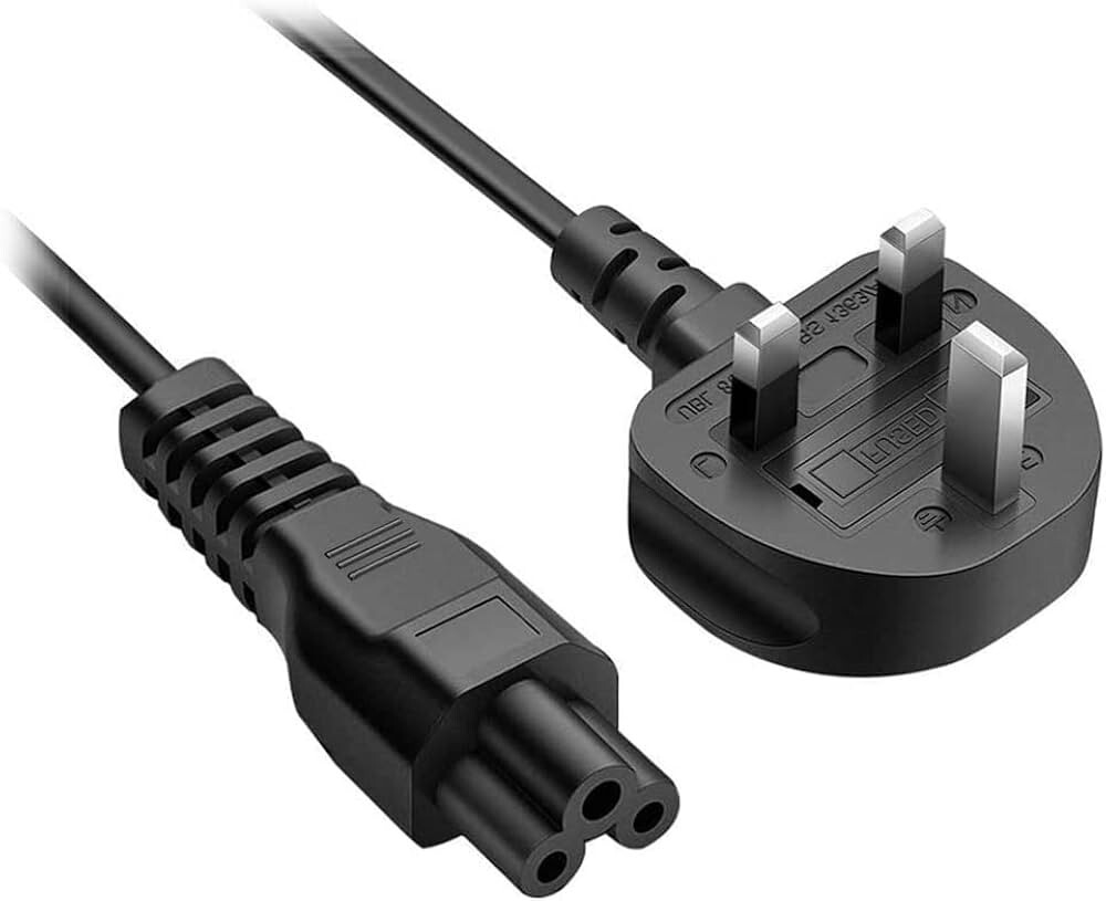 C5 UK 3 PRONG CLOVER LAPTOP POWER LEAD CORD CABLE for Laptop Adapter 3  pin