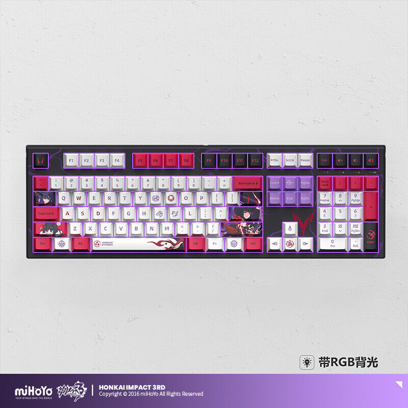 Official Honkai Impact 3 Raiden Mei 108 Keys Box Axis RGB Mechanical Keyboard 