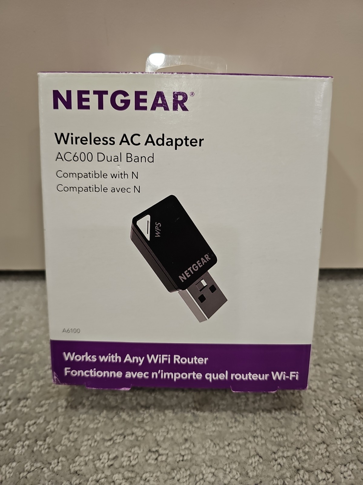 Netgear Wireless AC Adapter AC600 Dual Band WiFi USB Adapter A6100 NEW 