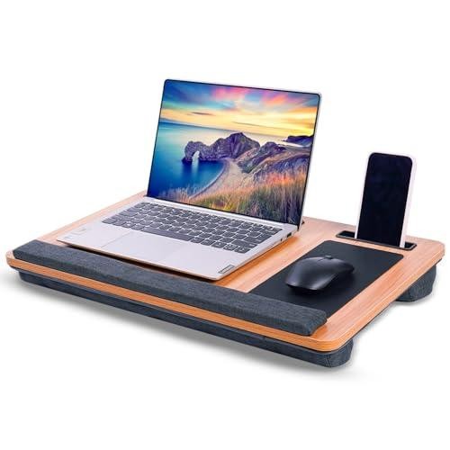 Home Office Lap Desk with Built-in Mouse Pad, Wrist Rest & Phone Holder, Portabl