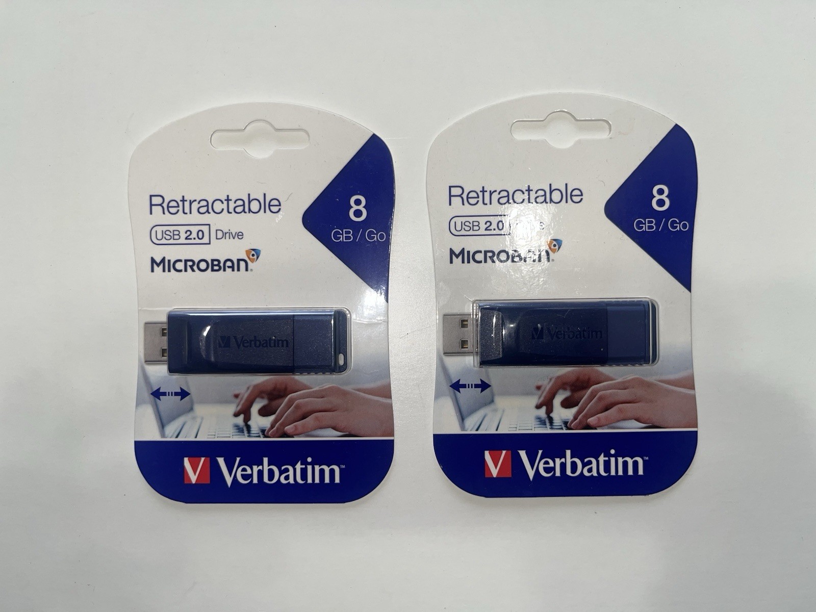 Verbatim 8GB USB Flash Drive Store (2count) Microban Anti microbial Retractable
