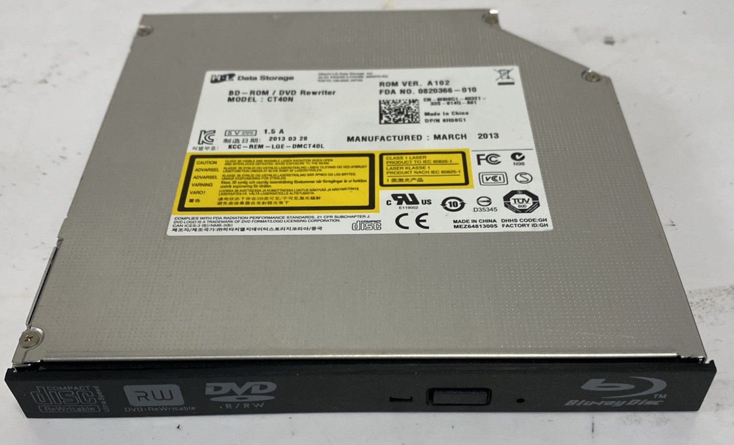 TESTED HL Data Storage CT40N Slimline BD-ROM/DVD Rewriter