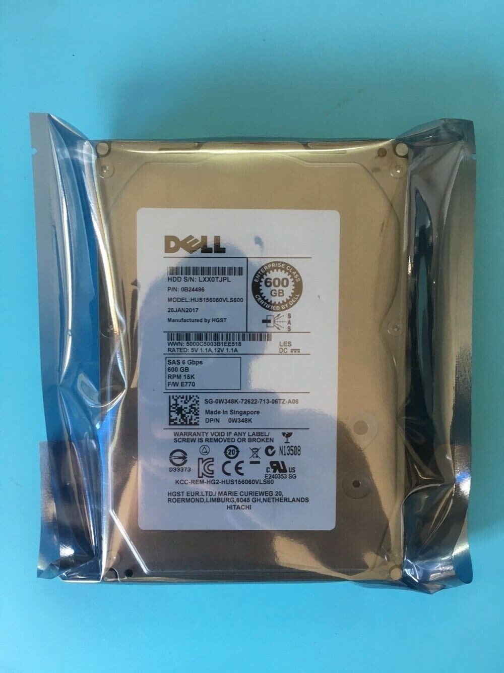 new Dell W348K 0W348K 600GB 15K SAS RPM 3.5" Hard Drive HUS156060VLS60