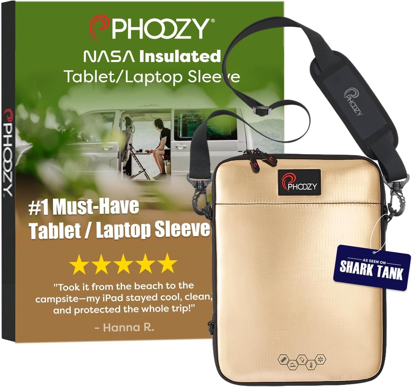 11 Inch Thermal Insulated Laptop Sleeve Heat Water Resistant Gold