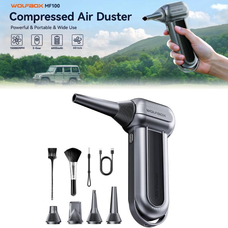 WOLFBOX 150000 RPM Compressed Air Duster Portable Turbo Fan Mini Air Blower