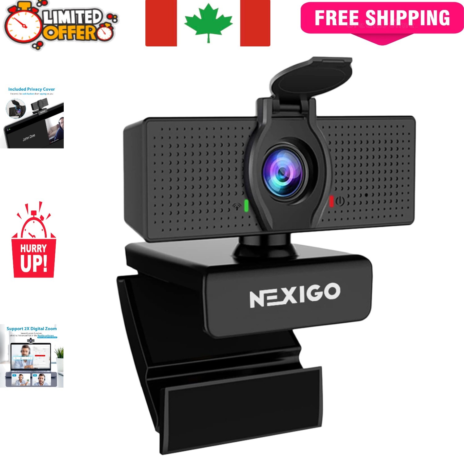 Versatile 1080P USB Webcam with Built-in Mic and Security Cover for Video Calls