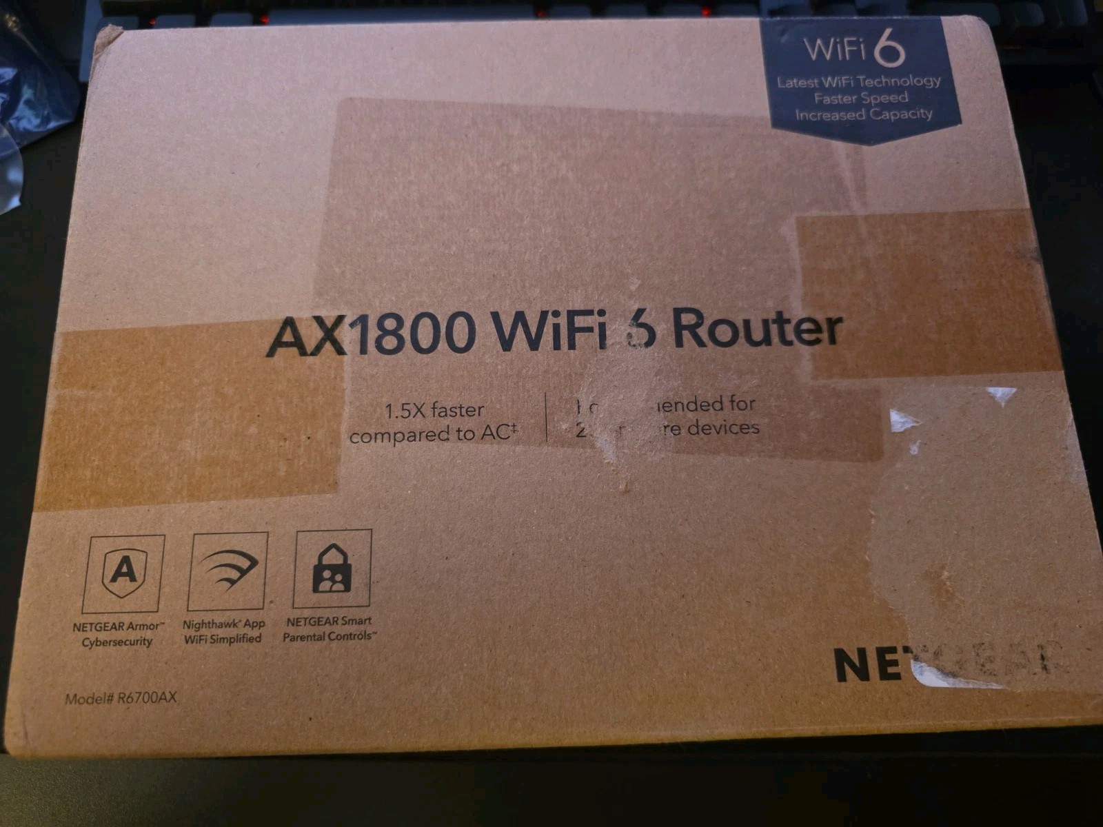 NETGEAR R6700AX AX1800 4-Stream WiFi 6 Router Refurbished, Sealed