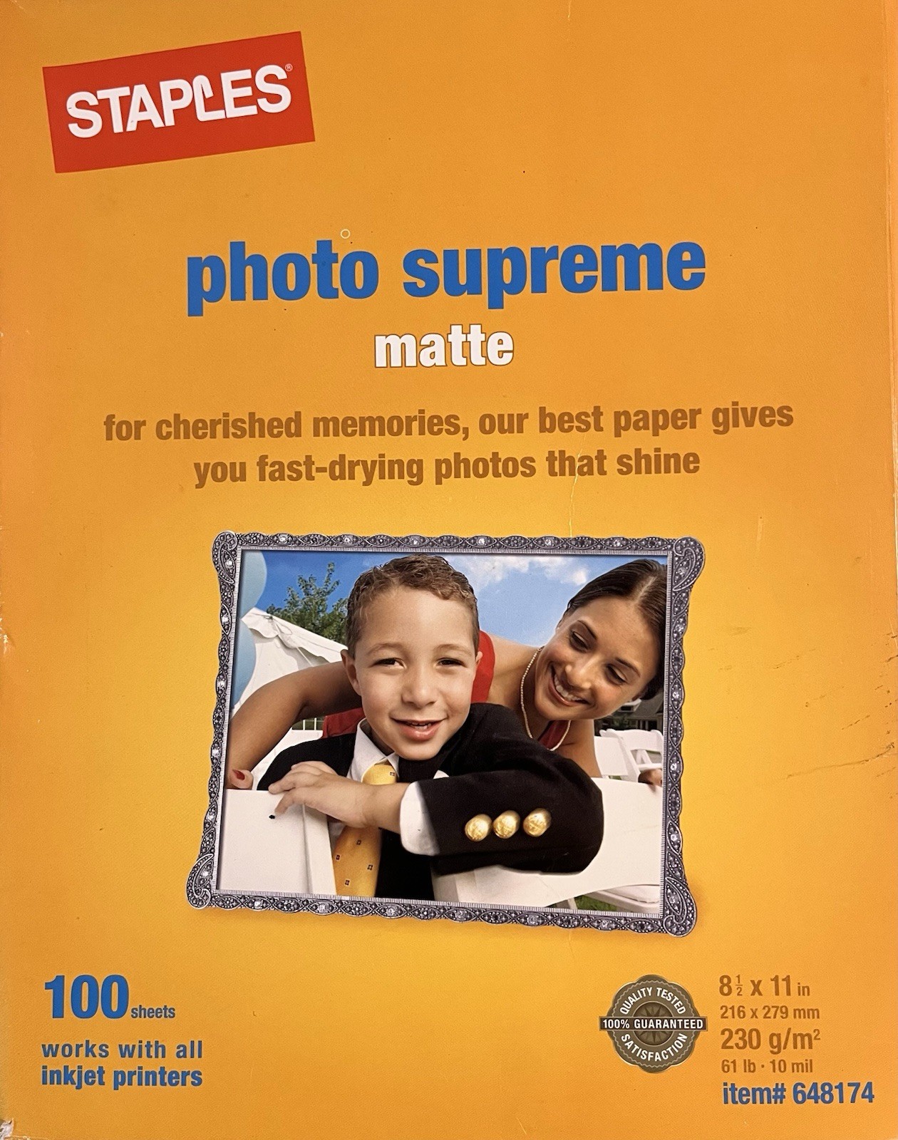 Staples Photo Supreme Matte Paper 8.5x11 100 Sheets #648174 -Sealed Ships Today