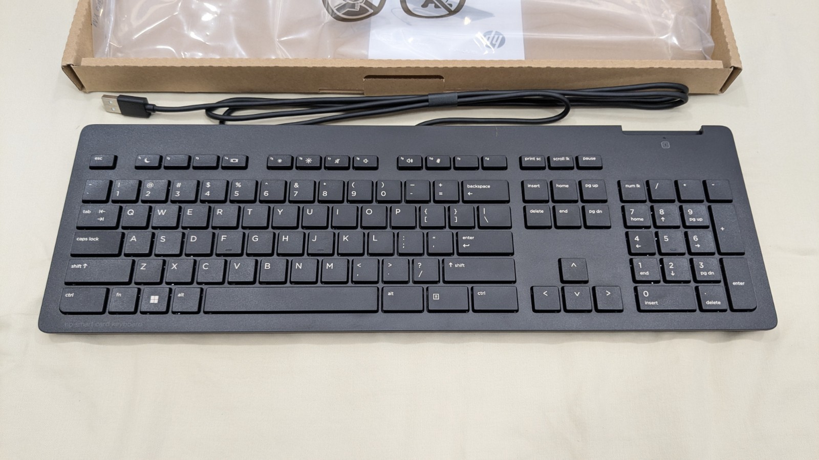 HP USB Slim Smartcard CCID Keyboard TPC-C001K - Black (911502-001) - NEW