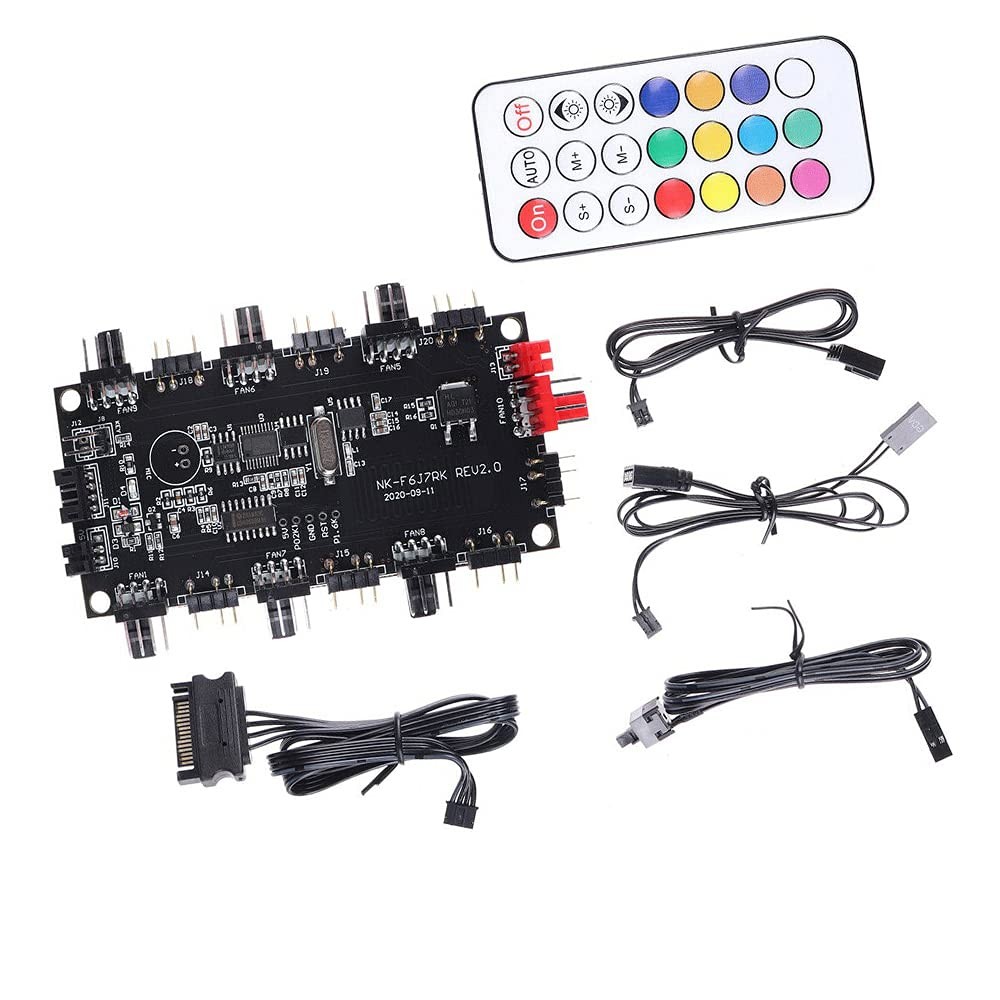 1Pcs ARGB Hub Controller Computer Case Fan Splitter 5V 3-Pin PWM Temperature ...