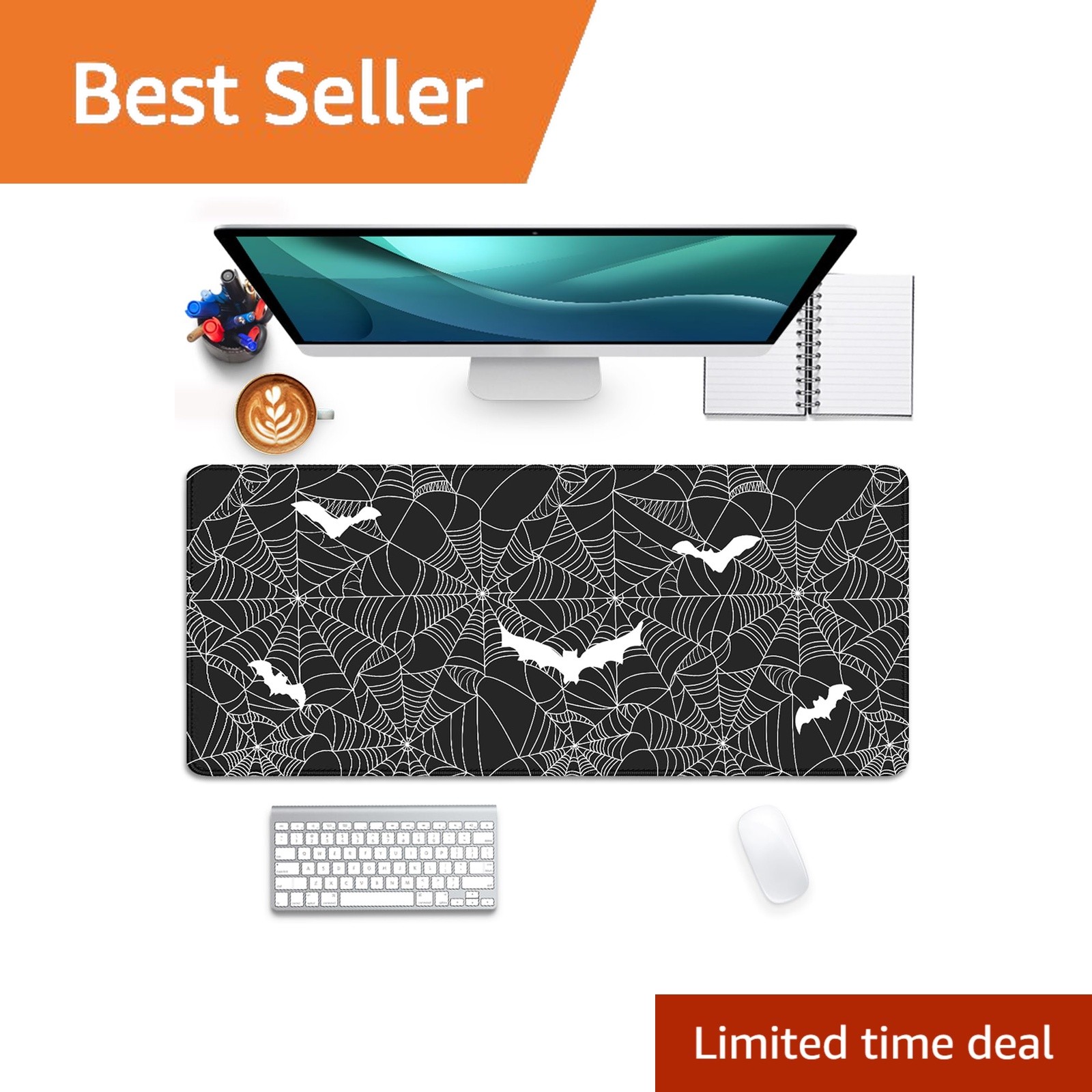 PBLJMJ Black Spider Web Mouse Pad Desk Mat 27.5X11.8