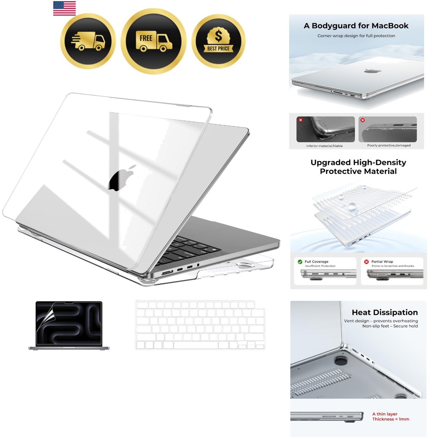 Case Compatible with MacBook Pro 14 inch M5 2026-2021 M4 M3 M2 M1 Pro/Max Chi...