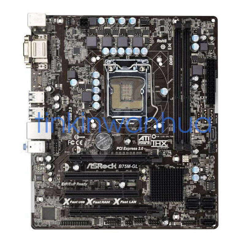 For ASRock B75M-GL Intel B75 Motherboard LGA 1155 DDR3 DVI USB3.0 M-ATX Tested