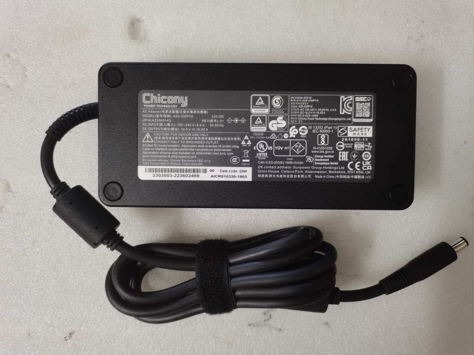 A20-330P1A 330W For Intel NUC Kit NUC12SNKI72VA 19.5V 16.92A Charger 100%Genuine