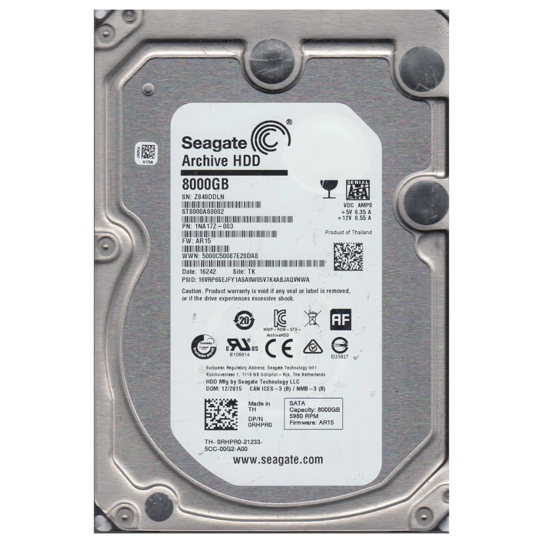 Seagate Archive HDD 8TB SATA 3.5" LFF Internal Hard Drive ST8000AS0002