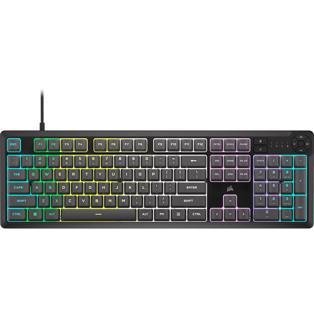 Corsair K55 CORE RGB Gaming Keyboard 10 Zone RGB Membrane Gray Certified Refurb