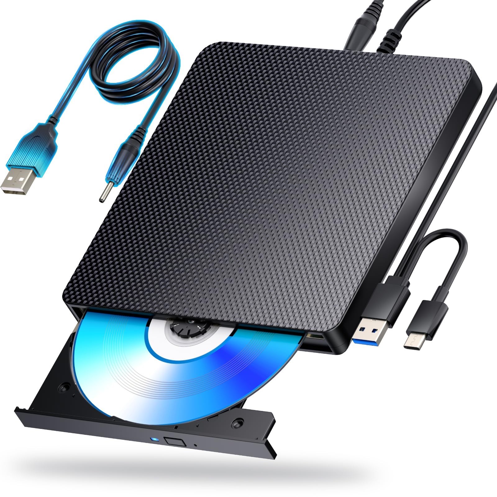 Dainty External Blu-ray Drive, USB 3.0/Type-C CD/DVD Burner, PC/Mac Compatible