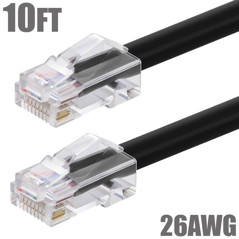 10FT CAT6A RJ45 Network LAN Ethernet Non-Boot Cable Cord 26AWG Copper Black