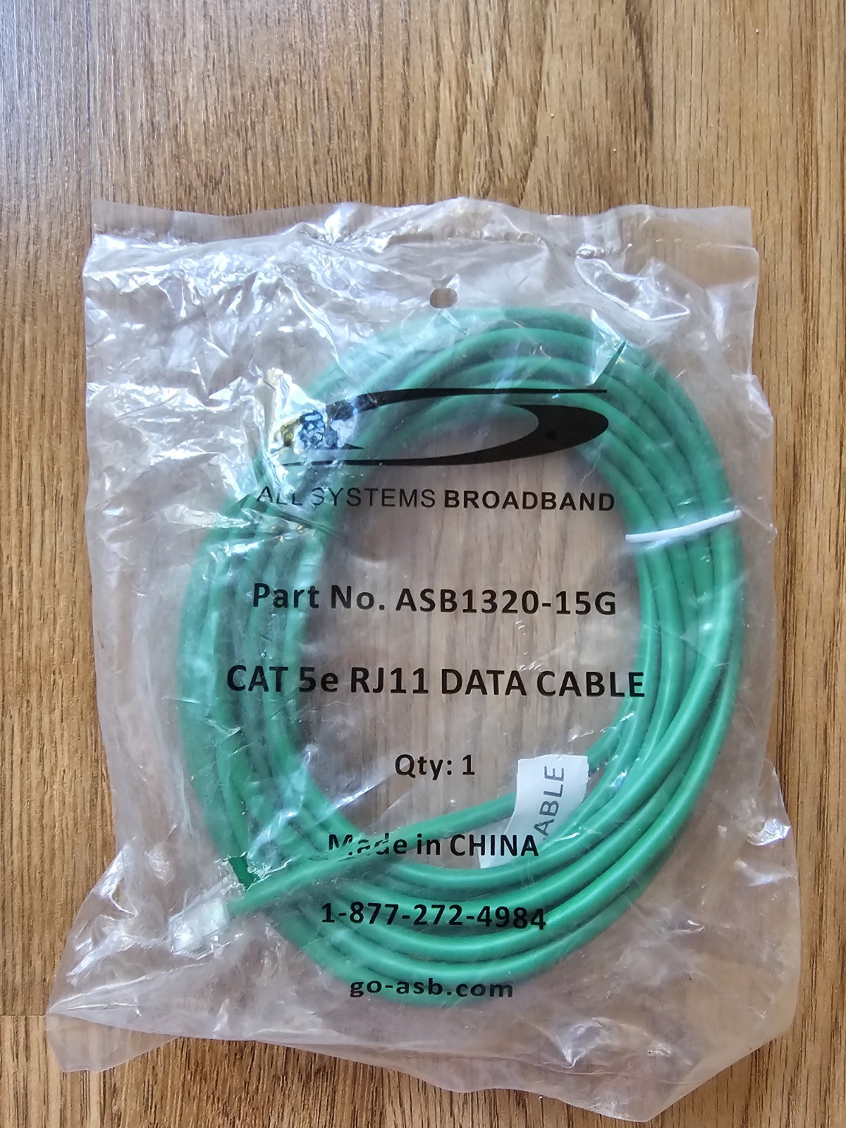 Lot of 2  - SYSTWM BROAD BAND 11 RJ12 CAT5e Green DSL Cable 
