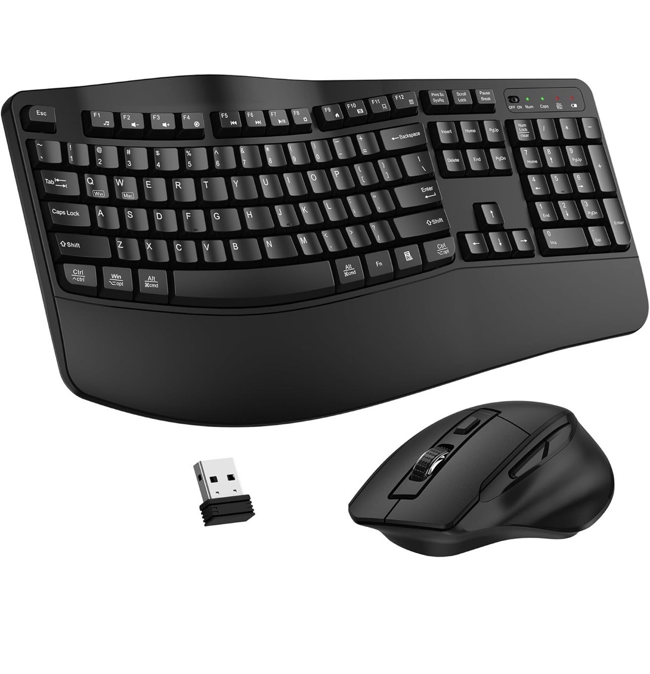 Combo De Teclado Y Mouse Inalámbrico, Teclado Ergonómico De Tamaño Completo