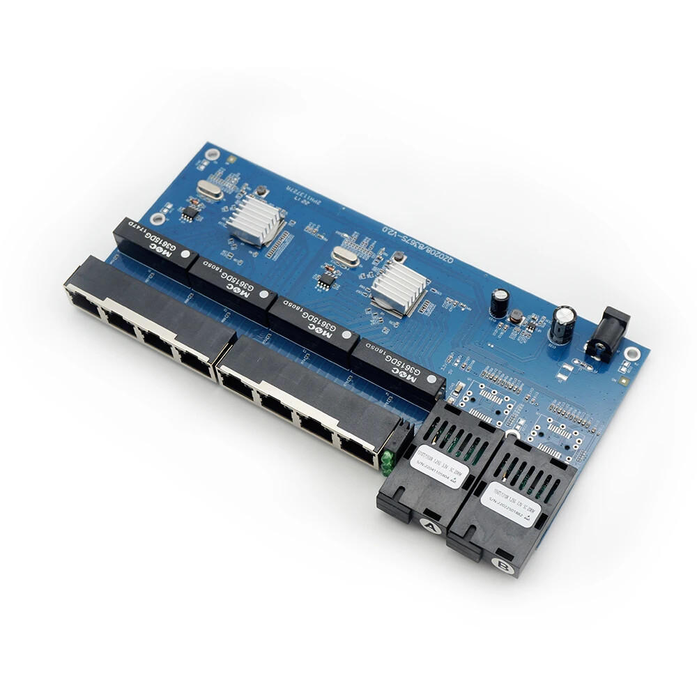 PCBA Gigabit Fiber Optic Converter Board 8*RJ45 2*SC Fiber Ethernet Switch