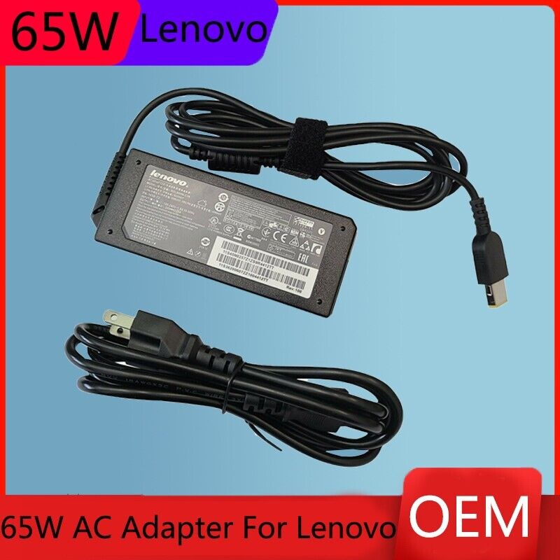 Genuin OEM 65W 20V 3.25A For Lenovo ThinkPad AC Charger Adapter SQUARE SLIM TIP