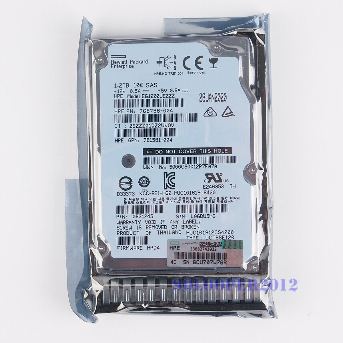 New HPE 1.2TB 10K 12G SAS DS HDD 872479-B21 872737-001 876938-002 with Tray