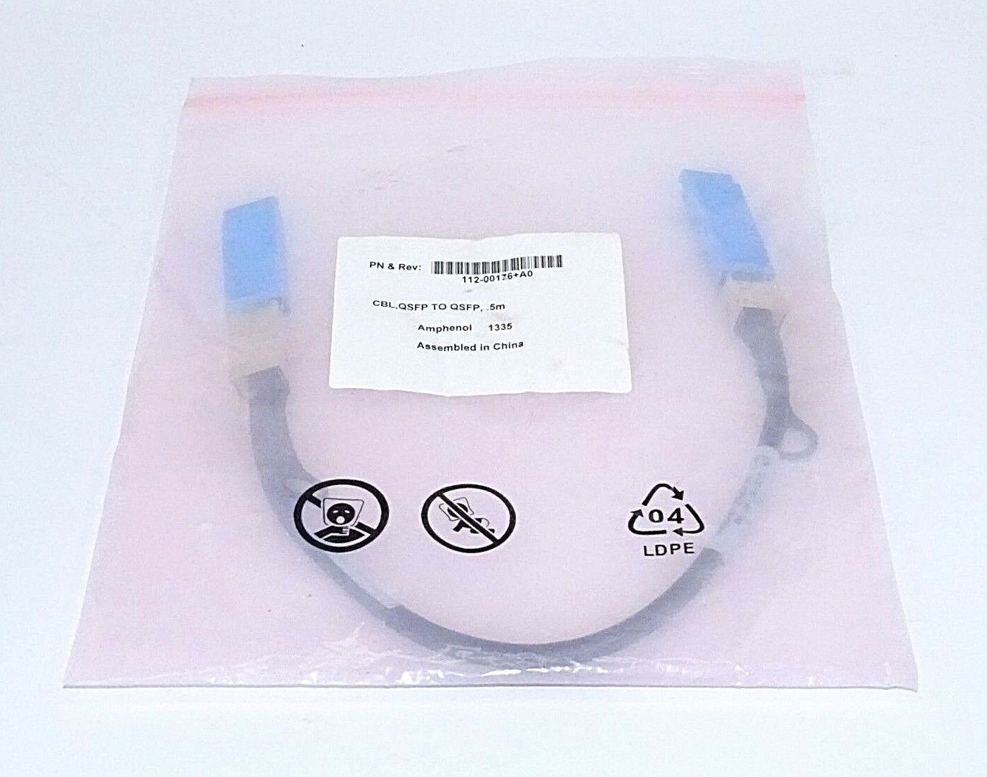 NetApp Amphenol X6557-R6 External SAS Cable  0.5M QSFP 112-00176 X6557 A0
