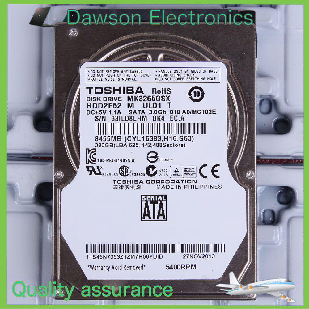 TOSHIBA (MK3265GSX) 320 GB  2.5" 8 MB 5400 RPM SATA Laptop Hard Disk Drive HDD