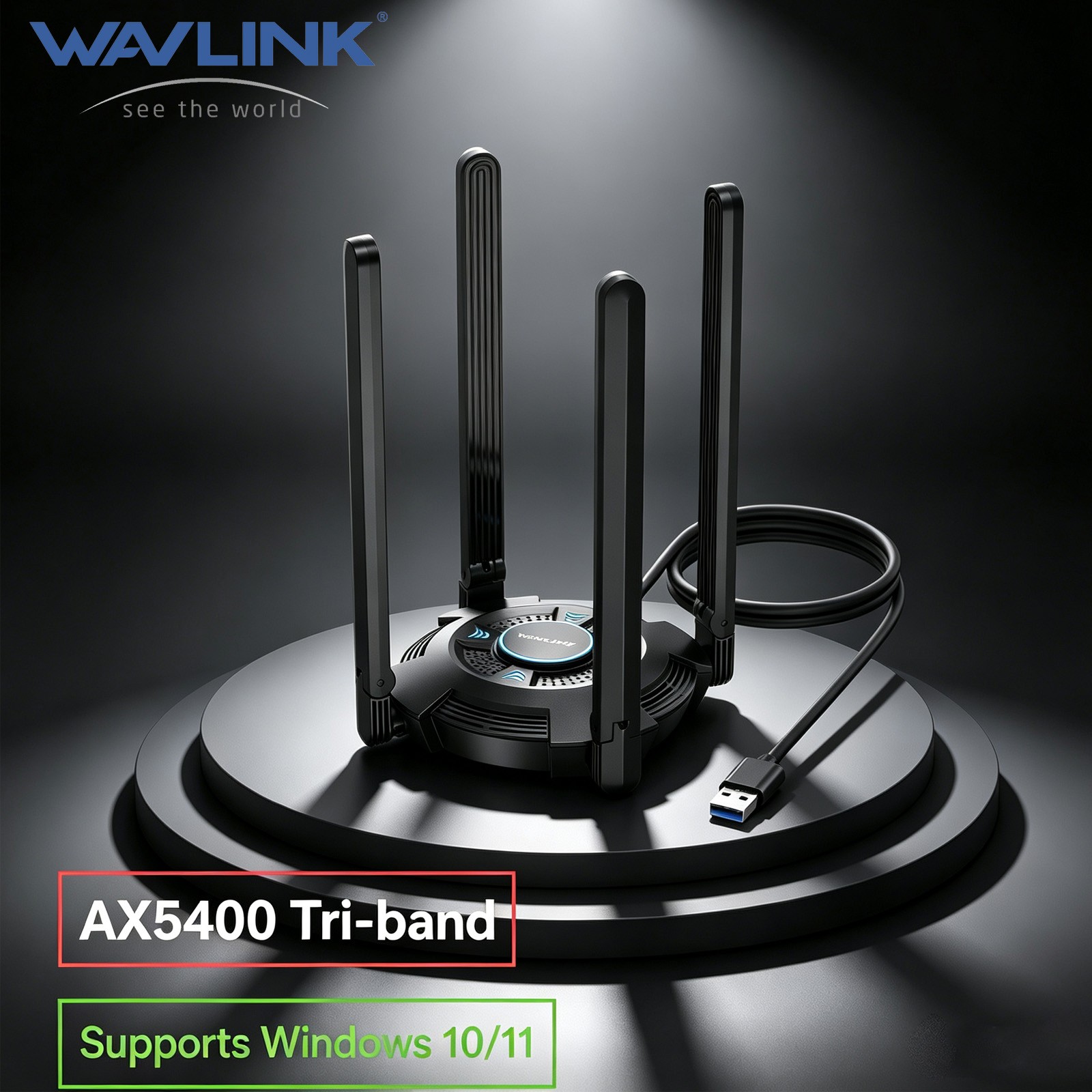 WAVLINK WiFi 6E USB Adapter AX5400 USB WIFI Dongle 2.4/5/6G 1 meter USB3.0 Cable