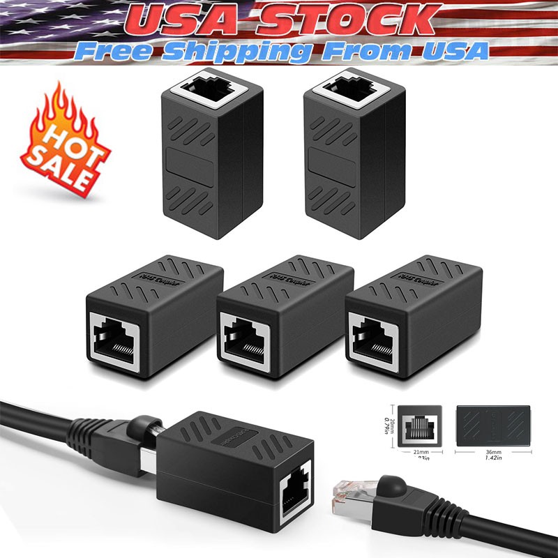 1-5PACK RJ45 Inline Coupler Cat6/Cat5e Ethernet Network Cable Extender Connector